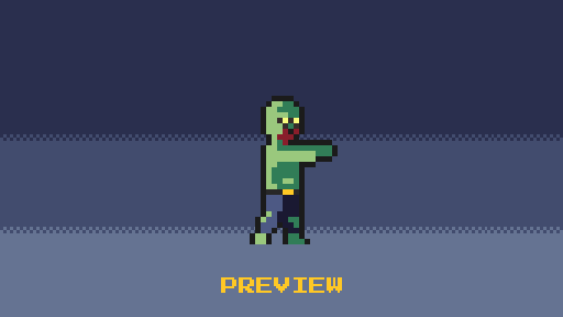 免费的横版像素喷吐僵尸敌人动画素材