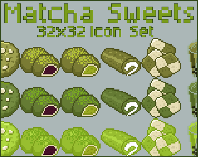 9款美味的32*32像素抹茶甜点图标素材