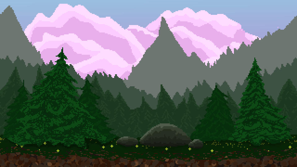 独立的可无缝叠加视差效果像素松林背景图片素材