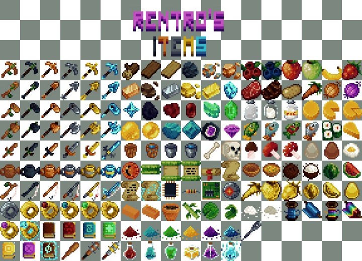 168个16*16的像素随机物品素材