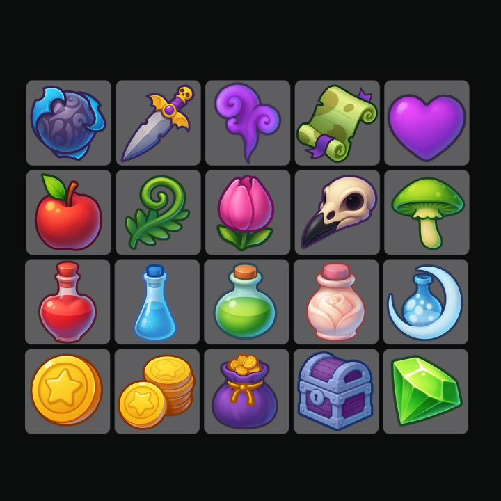 20个免费高清2D巫术图标素材