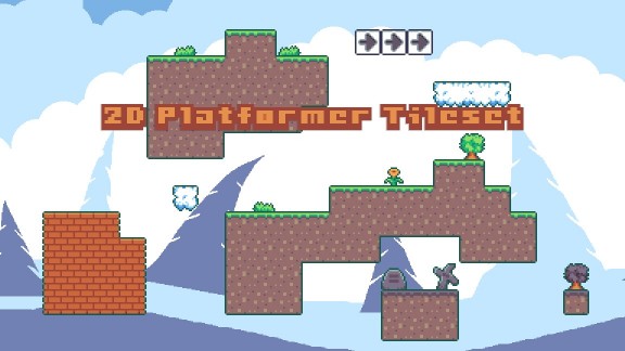 免费的小型16*16像素平台游戏冰雪图块集素材