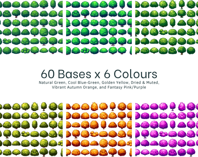 360个AI辅助生成的像素植物灌木素材