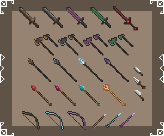 27个免费的32*32像素奇幻武器素材