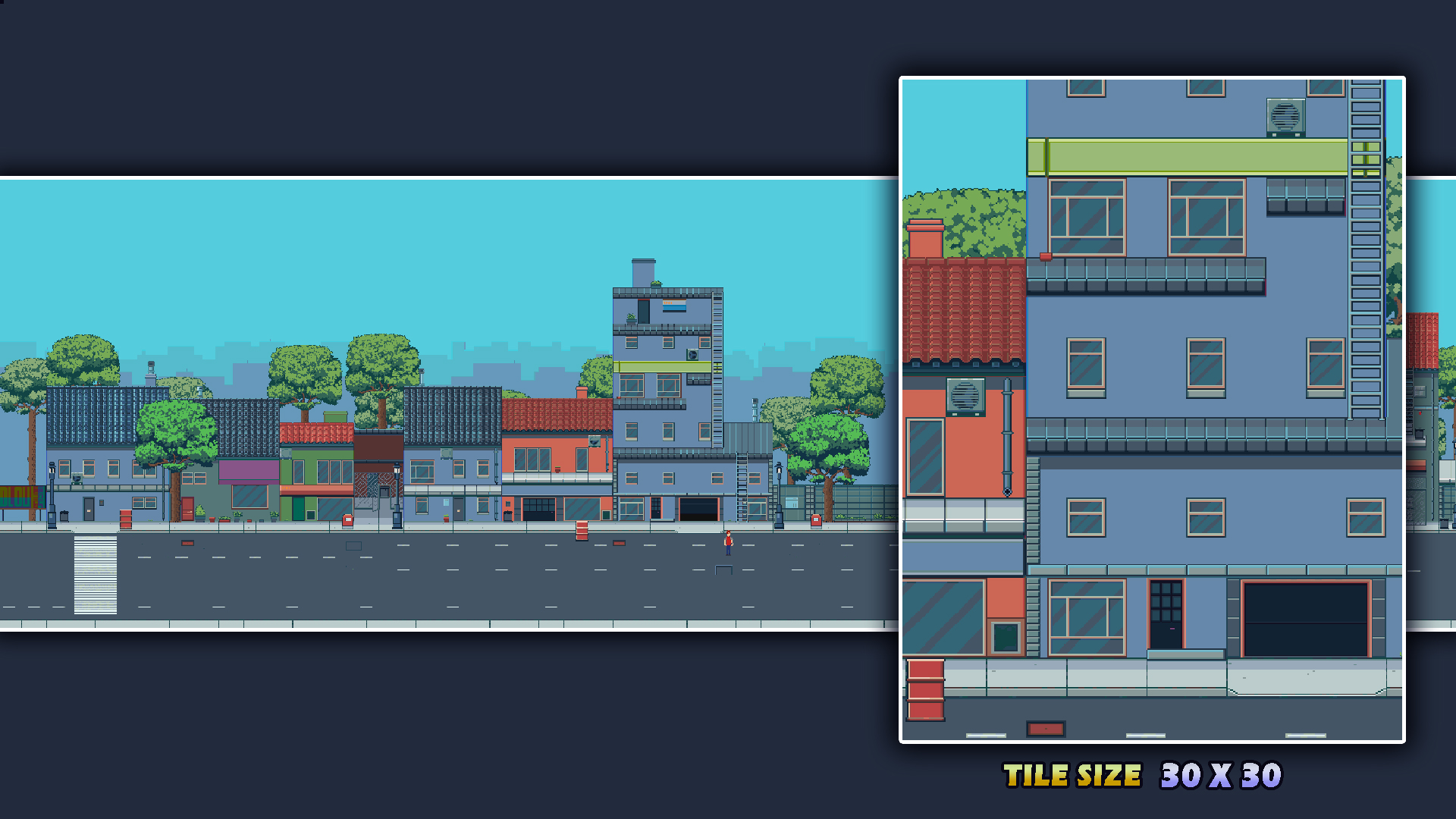 免费的30*30像素城市街道环境图块集素材