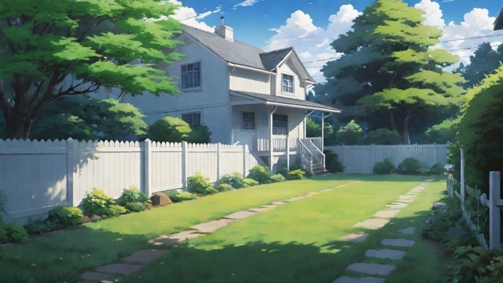 16个免费静态视觉小说典型美式郊区后院背景图片素材