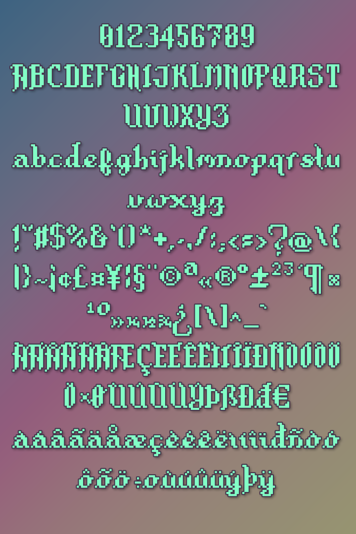 精美的中世纪奇幻mora像素字体素材