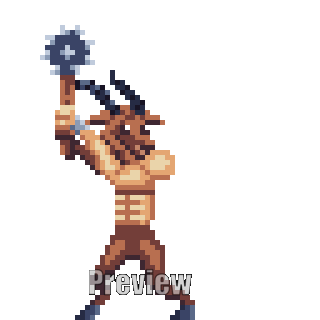 免费的像素艺术横向卷轴怪物羊人动画素材