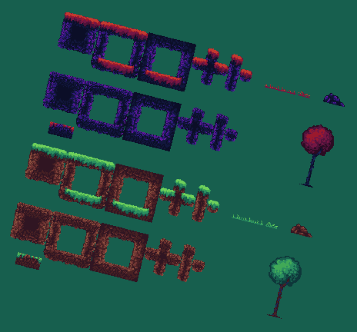 免费的像素异星世界草原图块集素材