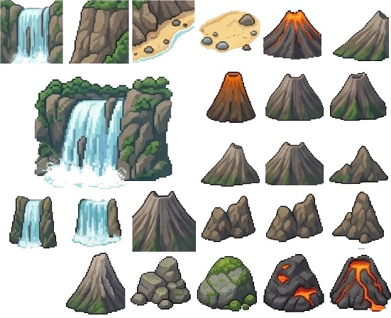 免费像素海滩和热带岛屿装饰素材