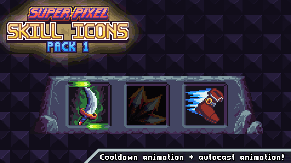 90个超级32*32像素游戏技能图标和HUD素材