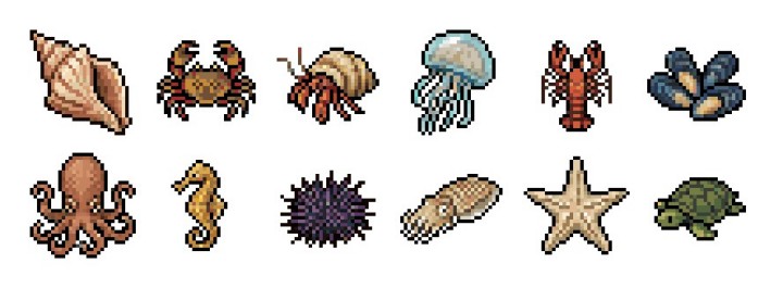 90+AI辅助生成的像素钓鱼游戏图标素材