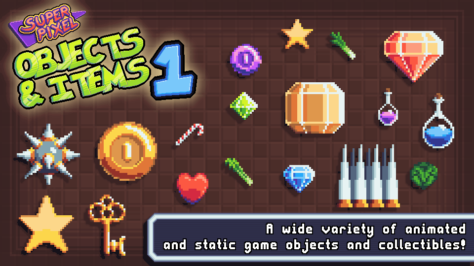 180+的超级像素艺术动画物品、道具素材