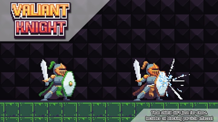 4种配色的流畅高质量像素英勇骑士角色动画素材