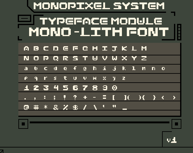 免费单体式MONO-LITH基础像素字体素材