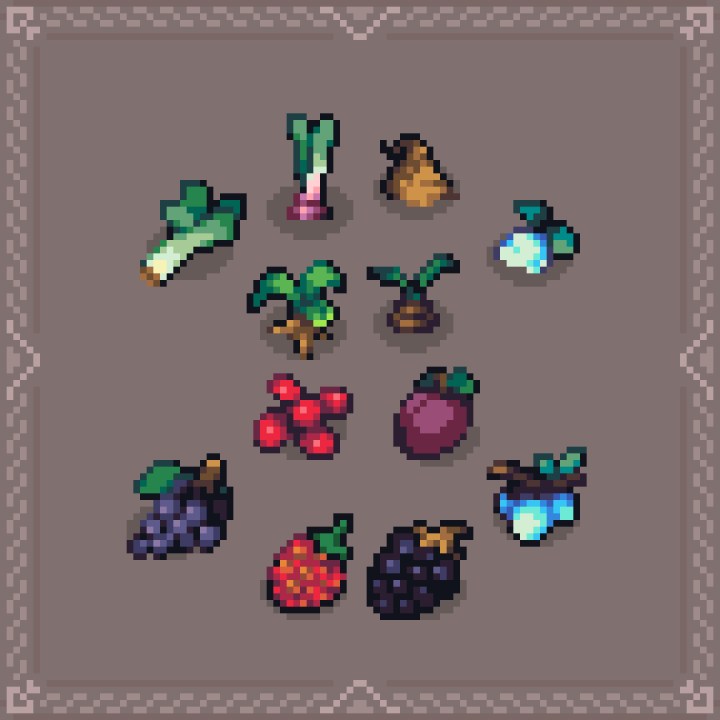 68个24*24的自然主题像素图标素材