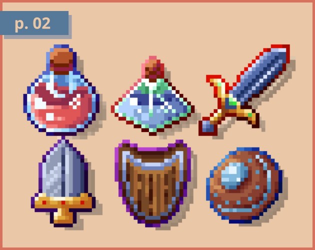 少量高质量的24*24像素RPG游戏物品图标素材