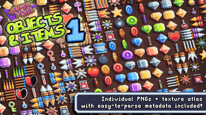 180+的超级像素艺术动画物品、道具素材