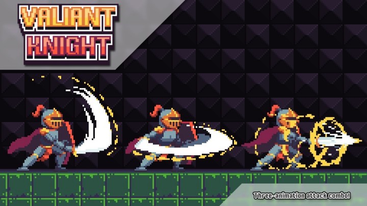 4种配色的流畅高质量像素英勇骑士角色动画素材