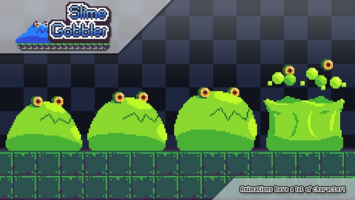 三种颜色的完美像素粘液史莱姆吞噬者动画素材