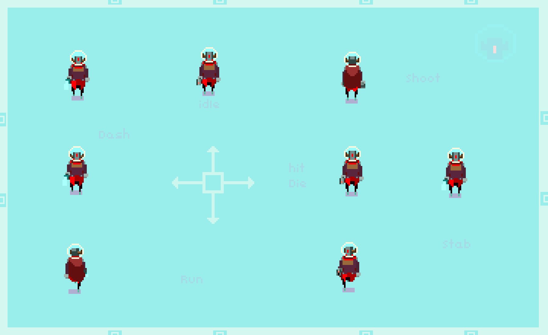 免费四向行走俯视视角科幻像素英雄动画素材