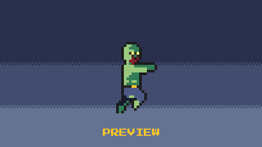 免费的横版像素喷吐僵尸敌人动画素材