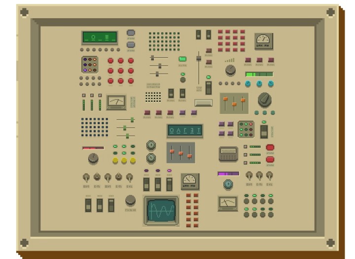 精美的复古像素艺术按钮和旋钮素材