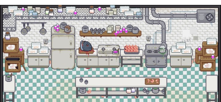 25个脏兮兮的有使用痕迹的粗狂像素厨房内饰素材