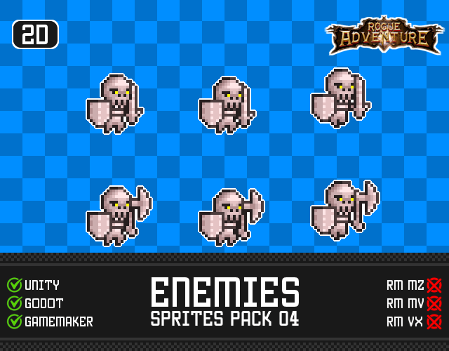 6个独特的横版像素敌人动画素材