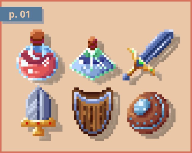 少量高质量的24*24像素RPG游戏物品图标素材