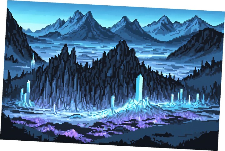 8款精美的静态像素水晶山谷背景图片素材