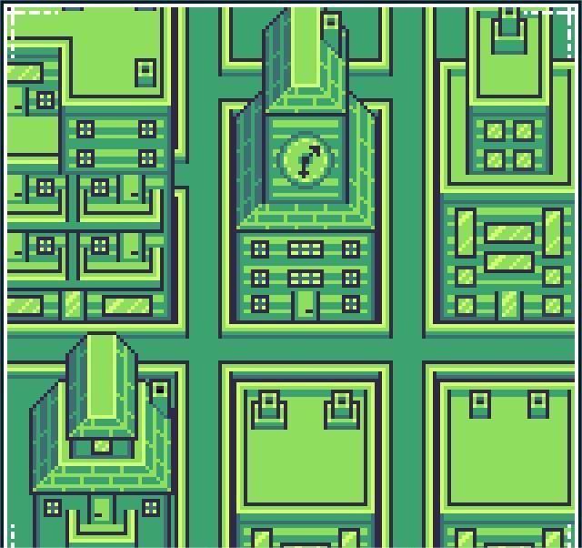 精美的8*8复古Gameboy风格像素建筑图块集素材