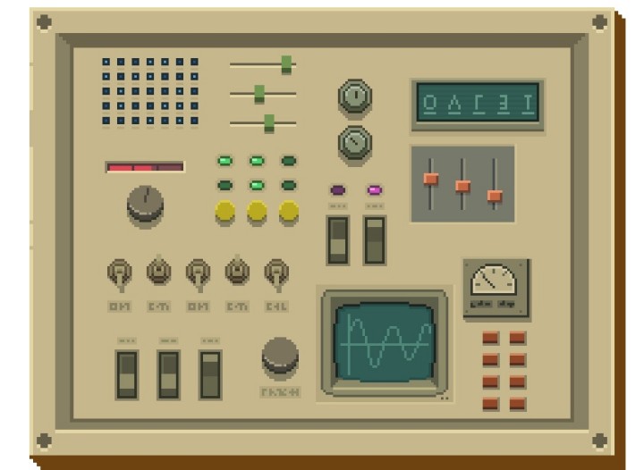 精美的复古像素艺术按钮和旋钮素材