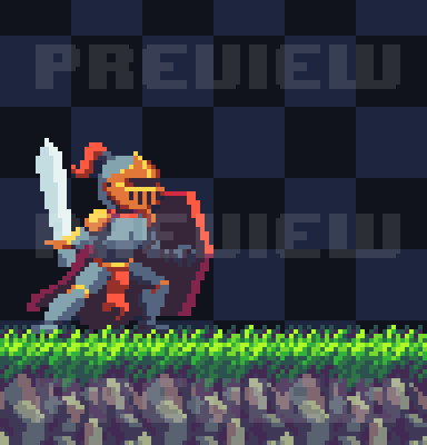 4种配色的流畅高质量像素英勇骑士角色动画素材