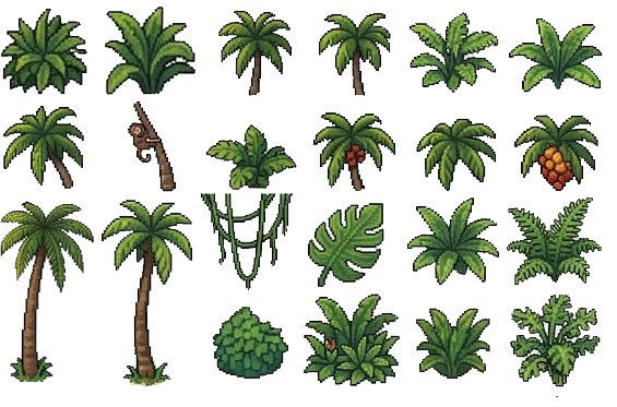 免费像素海滩和热带岛屿装饰素材