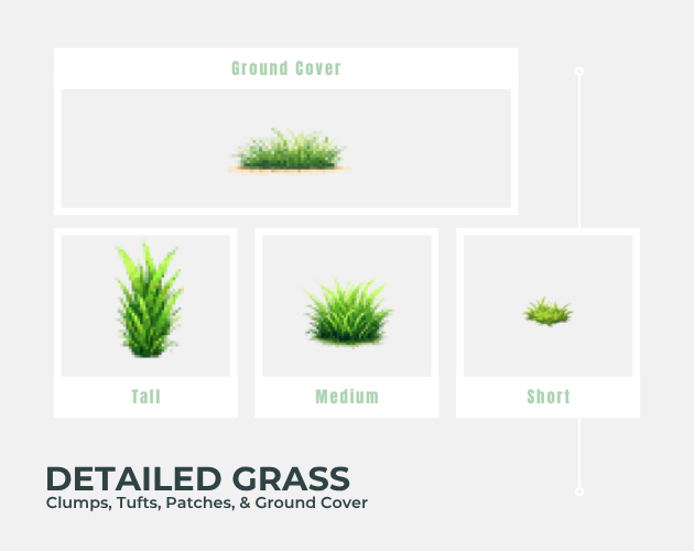 140个免费16bit像素AI辅助生成草地和植被素材