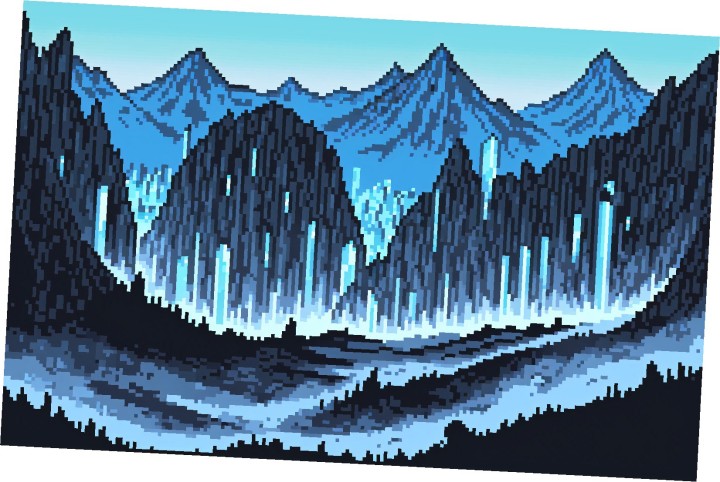 8款精美的静态像素水晶山谷背景图片素材