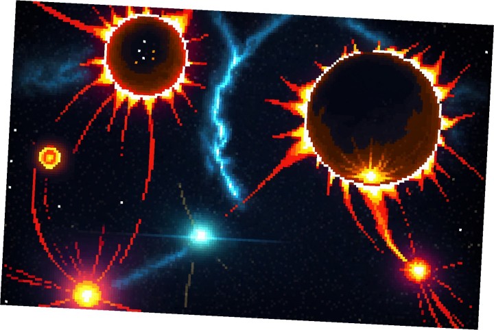 10款精美的静态像素火焰星球背景图片素材