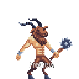 免费的像素艺术横向卷轴怪物羊人动画素材