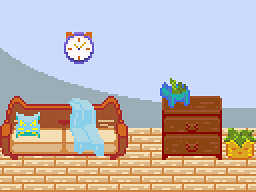 免费32*32自上而下像素猫主题室内装饰素材