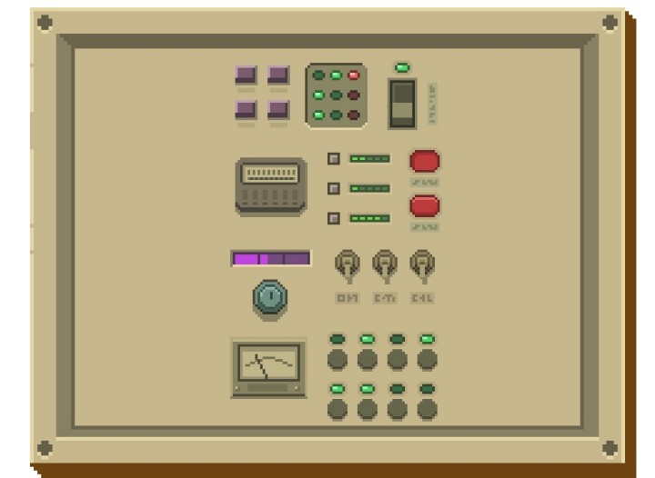 精美的复古像素艺术按钮和旋钮素材