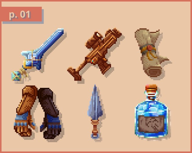 少量高质量48*48的像素游戏物品图标素材