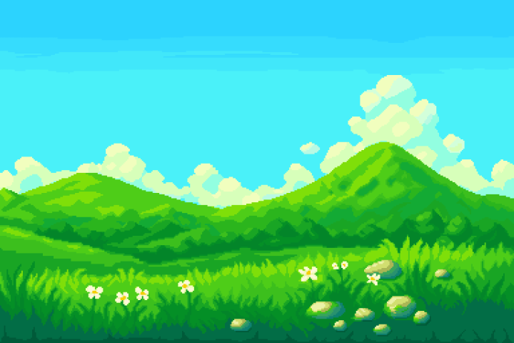 免费的4层绿色草地像素背景图片素材