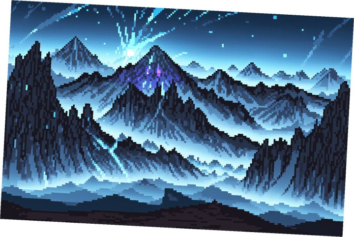 8款精美的静态像素水晶山谷背景图片素材