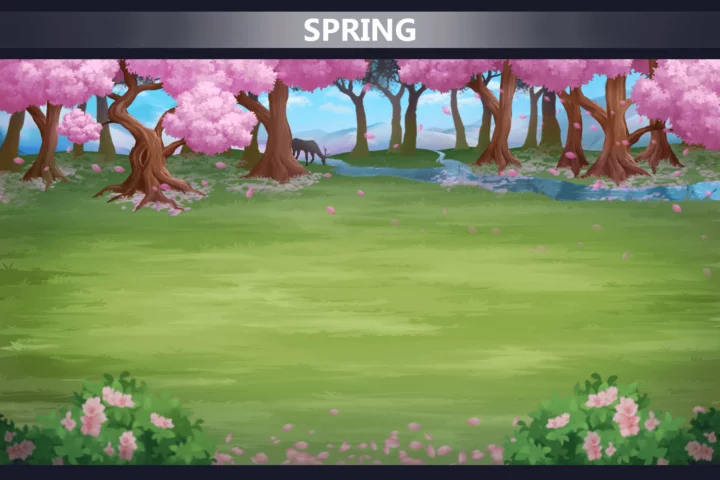 4款精美的季节性2D自然战斗背景图片素材