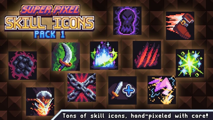 90个超级32*32像素游戏技能图标和HUD素材