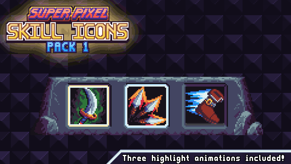 90个超级32*32像素游戏技能图标和HUD素材