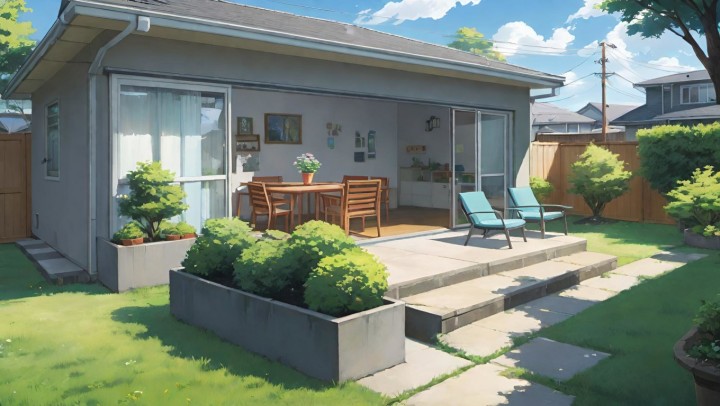 16个免费静态视觉小说典型美式郊区后院背景图片素材