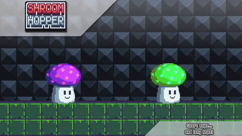 4种不同颜色的像素平台游戏蘑菇跳跃者敌人动画素材