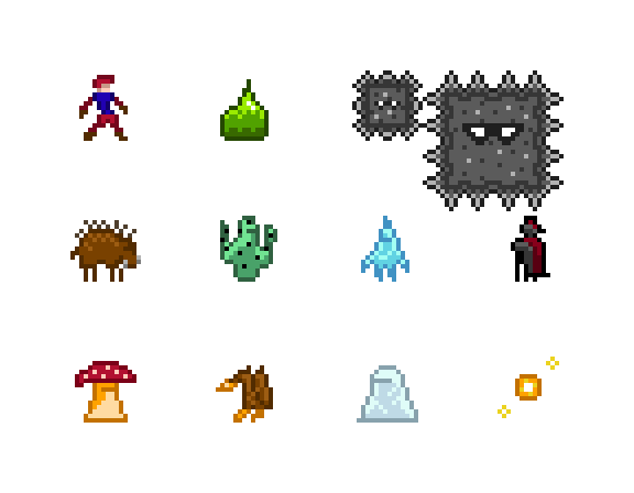 11个简单的像素平台游戏角色动画素材